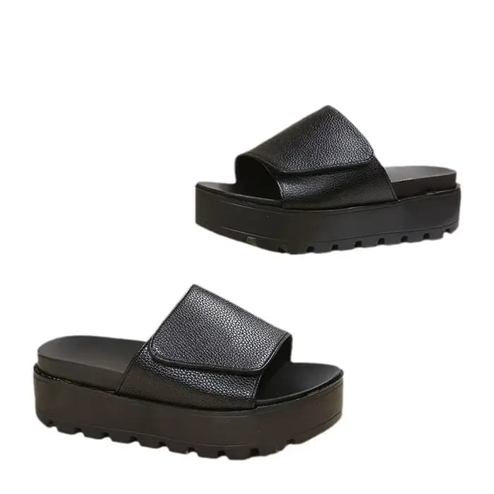 Soldes Exceptionnelles de la Saison : Nouvelles Sandales Compensées à Enfiler pour Femme avec Fermeture Auto-agrippante, Chaussures de Plage et d'Extérieur d'Été, Pantoufles à Bout Rond en Satin