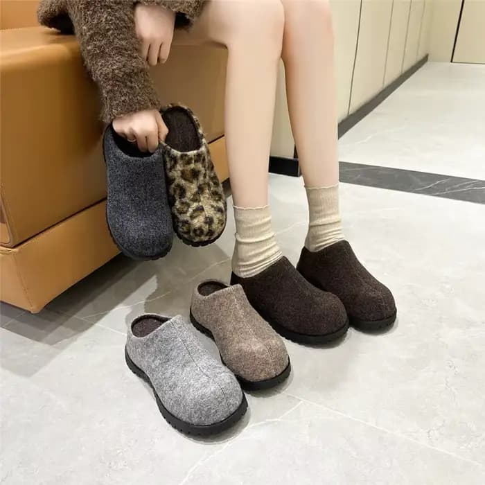 AIYUQI chaussons pour femmes porter nouveau 2025 automne bout rond flanelle