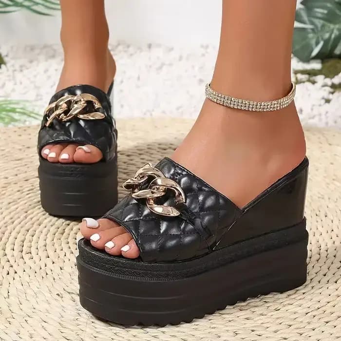 2025 nouvelles femmes sandales à talons compensés décontracté plate-forme diapositives