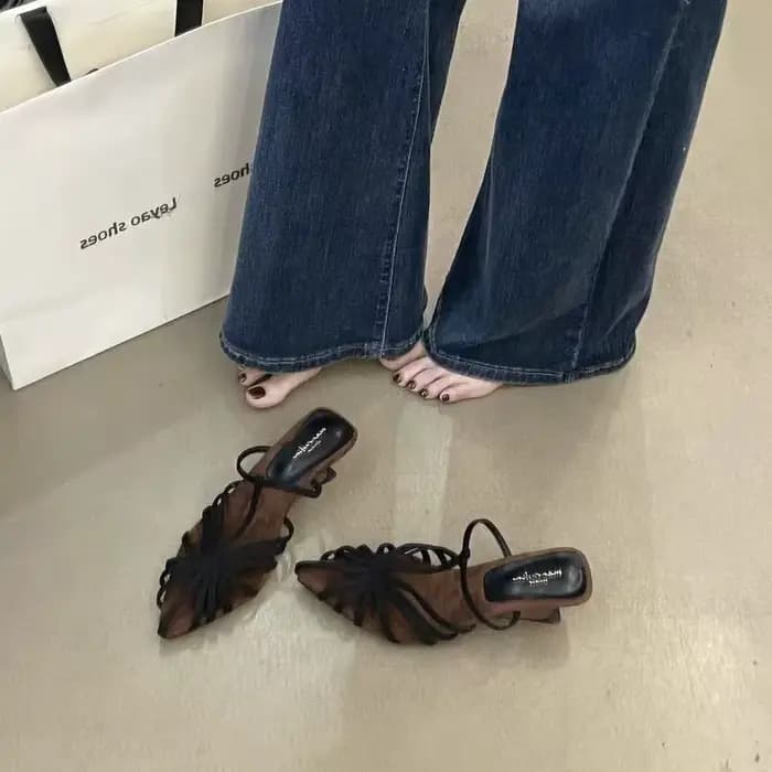 Sandales à lanières en T pour femmes, chaussures de créateur à talons hauts Baotou, pantoufles de luxe antidérapantes pour femmes