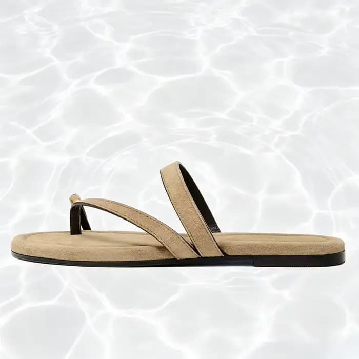 Sandales plates en faux daim kaki de haute qualité pour femmes
