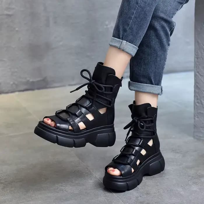 DRKANadvocate-Sandales rétro en cuir véritable pour femme