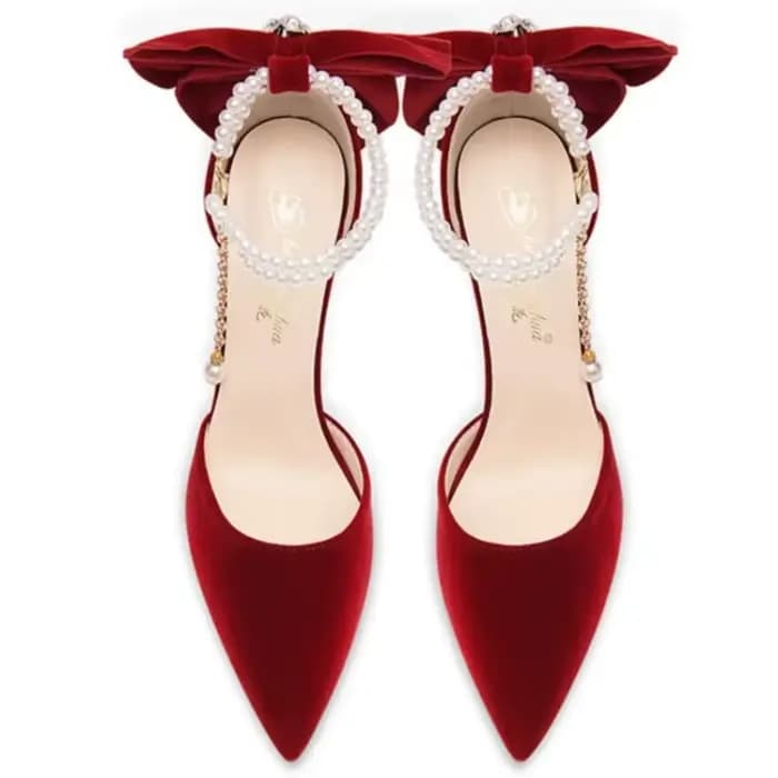 Escarpins pour femmes chaussures de mariage à talons fins 2025 papillon rouge