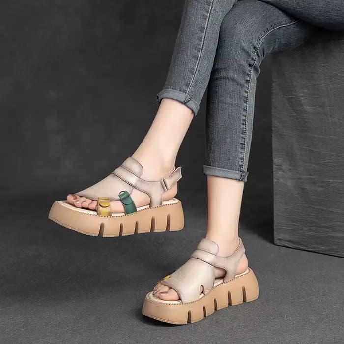 DRKANOL 2026 Sandales en cuir véritable faites à la main pour femme