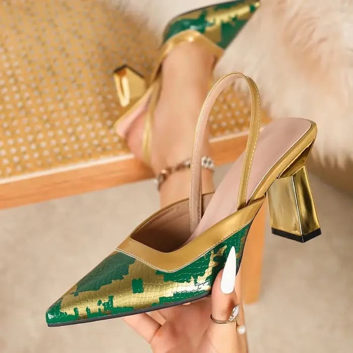 Zapatos de mujer femmes mode léger vert haute qualité sans lacet talon carré pompes dame rétro confort sexy