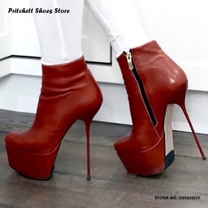 Bottines à plateforme rouges pour femmes