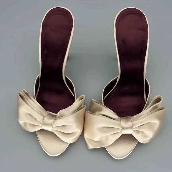 Mules à talon haut grande taille style français avec nœud