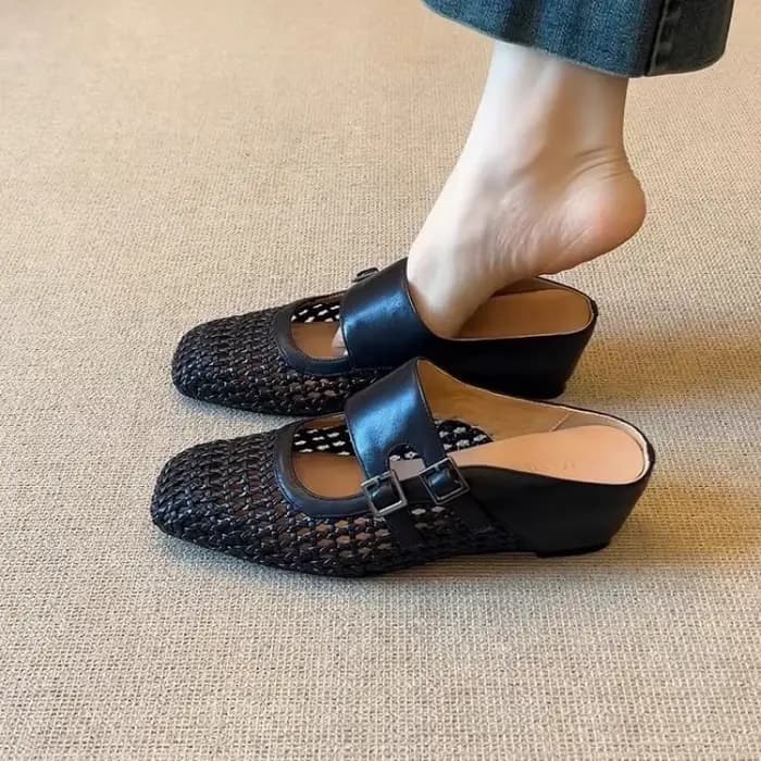 Mules tissées ajourées pour femmes
