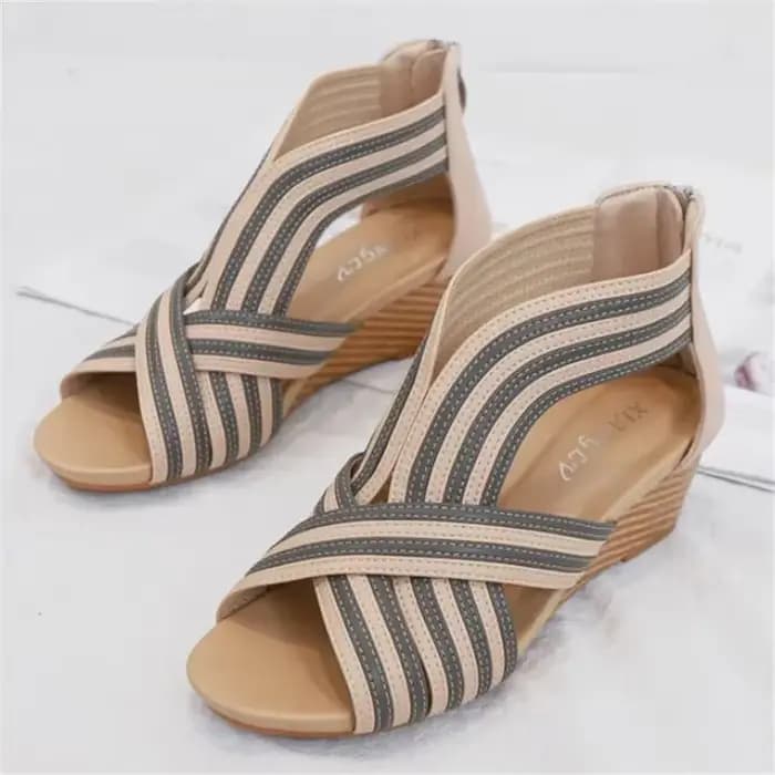 BEYARNE plate-forme talon compensé plate-forme sandales femmes été nouveau sac talon fermeture éclair chaussures romaines mode décontracté femmes sandales