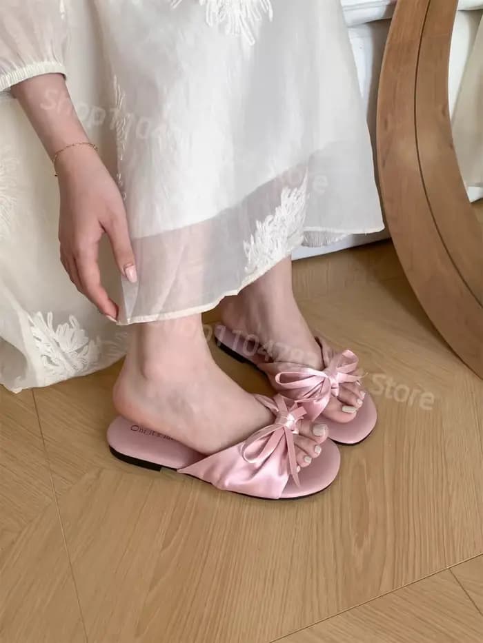 Sandales plates à nœud pour femmes