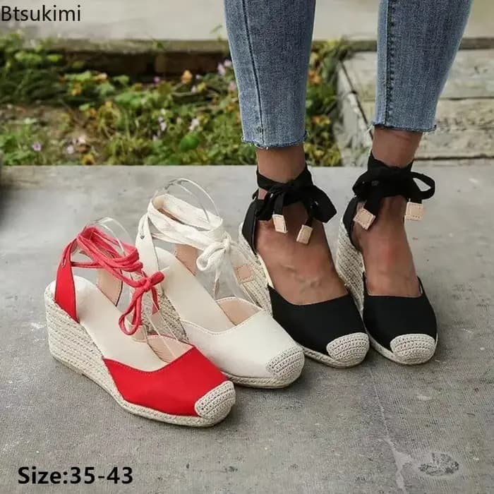 Nouvelles sandales espadrilles à bride cheville pour femme 2026 – Chaussures décontractées d'été respirantes en toile de lin et chanvre