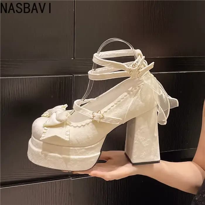 NASBAVI boîte de nuit plate-forme femmes Lolita pompes mode peu profonde chaussures à talons hauts 2025 printemps