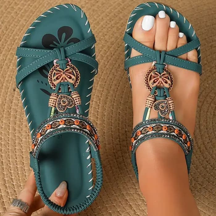Sandales femme haute qualité sandales d'été pour femme chaussures chaussures d'été bohême Sandalias De Mujer nouvelles sandales plates femmes