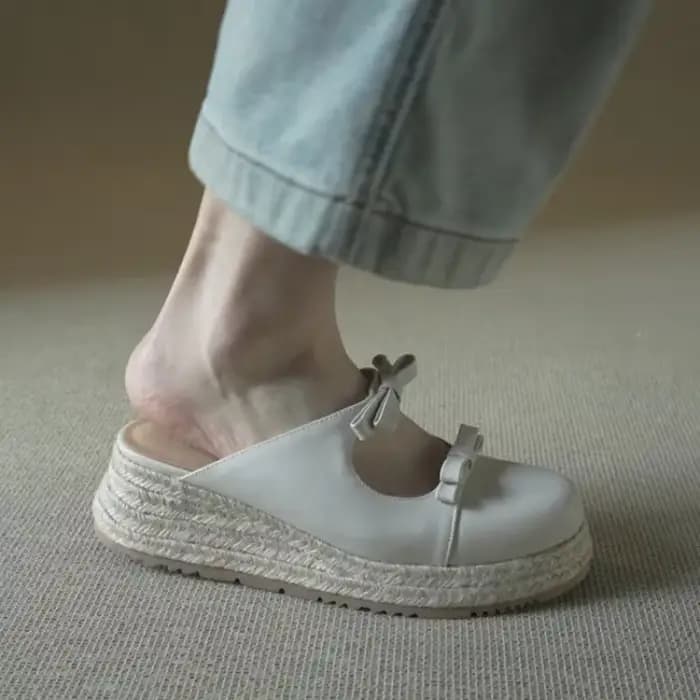 Mules Mary Jane Métalliques pour Femme – Sandales Plateformes Élégantes à Double Nœud