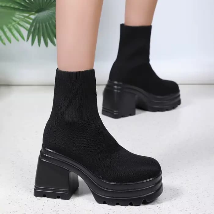 Bottines pour femmes chaussures à plate-forme de mode talons bloc bottes