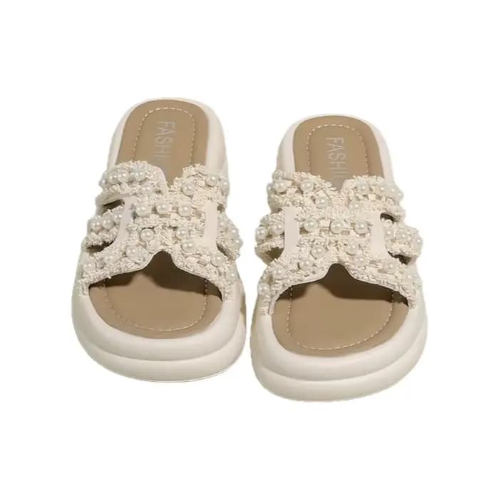 Sandales à talons épais pour femmes, style féerique, décontractées, pour l'été, la plage, à enfiler, semelle en caoutchouc, confortables