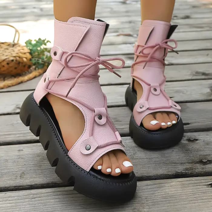 Sandales d'été pour femmes, bottes romaines à plateforme avec fermeture éclair arrière, sandales de haute qualité, nouvelle marque, chaussures rétro à talons compensés faites à la main pour dames