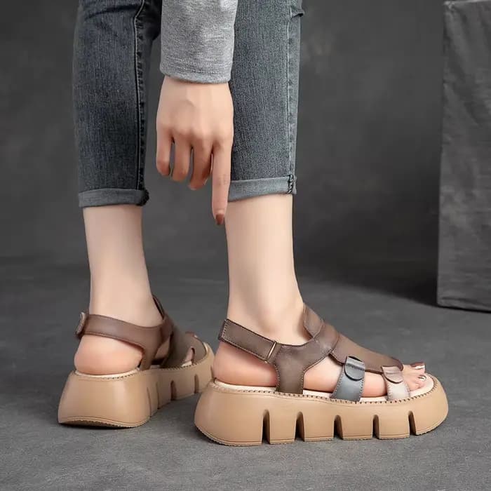 DRKANOL 2026 Sandales en cuir véritable faites à la main pour femme
