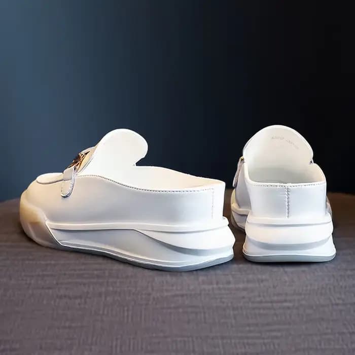 Mules en cuir à plateforme pour femmes
