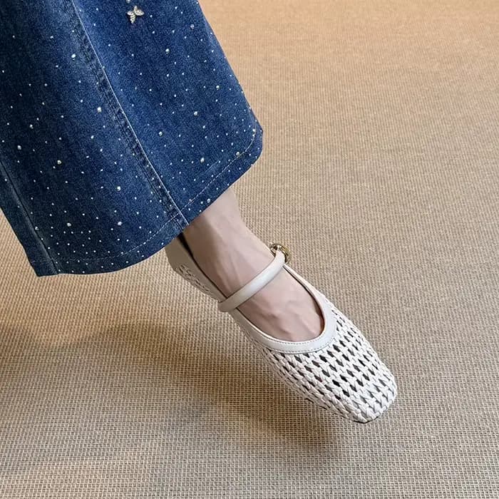 Femmes talon bas évider chaussures 3cm femme