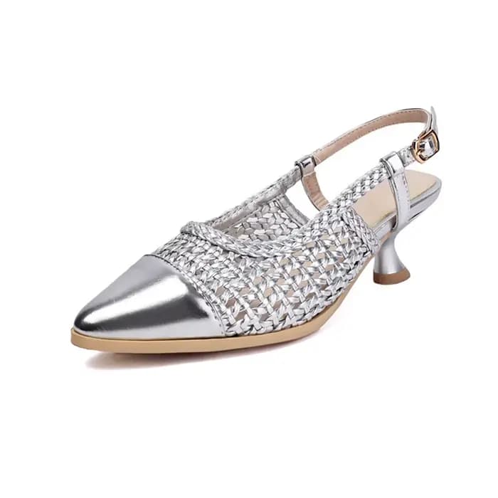 Sandalias De Mujer 2025 été nouveau Style Sexy mode sandales femmes chaton talon bout pointu évider boucle sangle dames chaussures