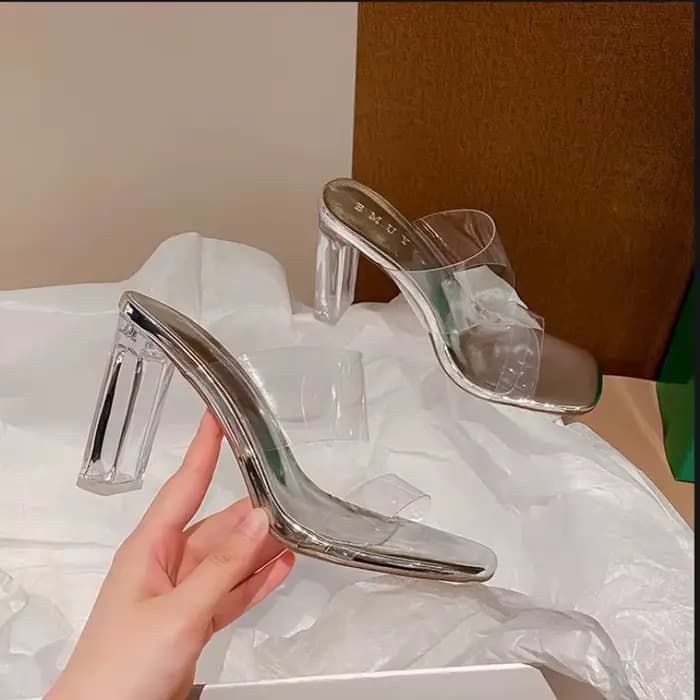 Sandales à talons hauts en plexiglas transparent pour femmes