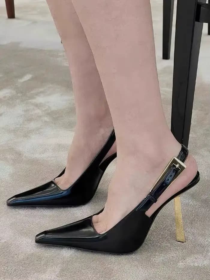Escarpins à talons aiguilles pointus en cuir verni pour femmes