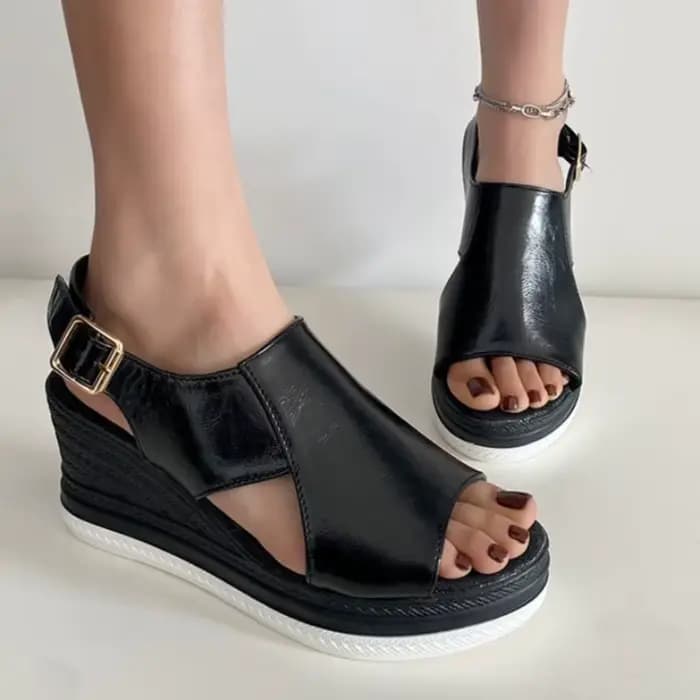 Sandales à l'offre elles compensées Peep Parker pour femmes