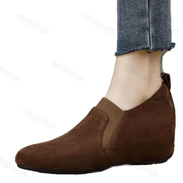 Femmes chaussures compensées 2025 automne nouveau confortable hauteur augmenter sans lacet