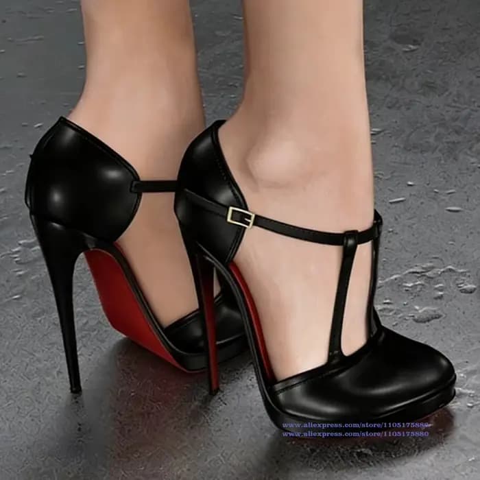 T-strap en cuir talons aiguilles sandales pour femmes plate-forme Sexy robe De soirée chaussures De luxe concepteur Sandalias De Mujer Verano