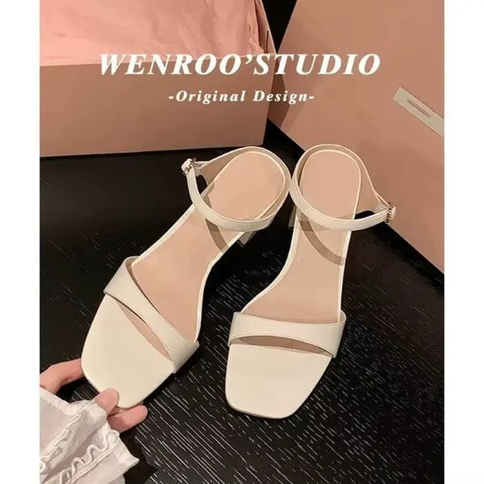 Sandales à talon épais et bout carré, nouvelle collection été 2026, élégantes, polyvalentes, à bride unique et bout ouvert