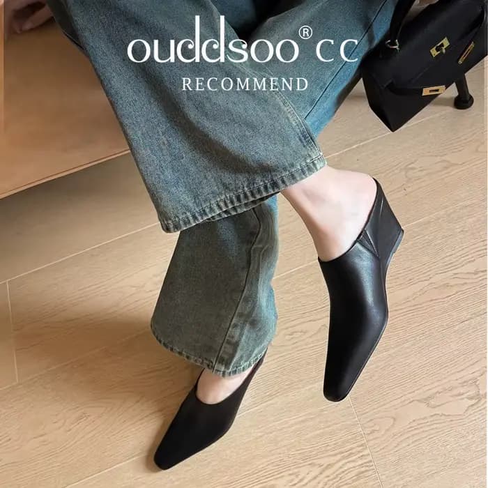Ods Mules pour femmes 2025 pantoufles mocassins décontractés Pantofle diapositives bout carré bas sur une cale luxe nouveaux talons bloc couverture mode
