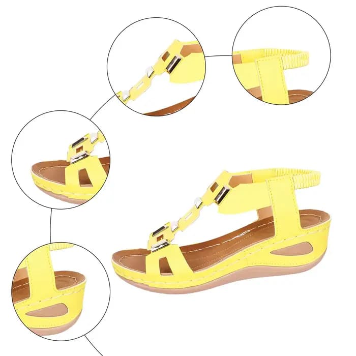 Sandales compensées tendance pour femme avec lanières et détails métalliques, respirantes et confortables, style mules, streetwear, polyvalentes