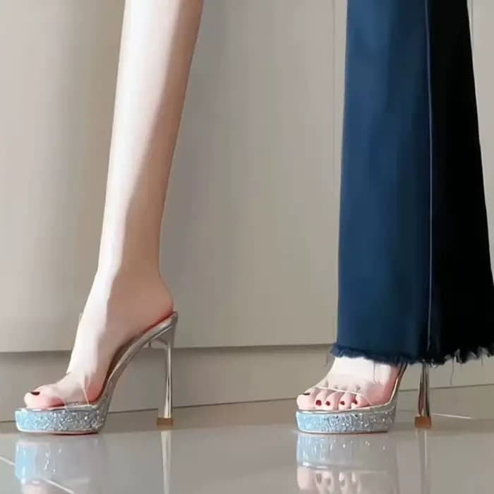 Sandales transparentes à talons hauts pour femme
