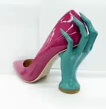 Chaussures à talons pointus en cuir verni style punk pour femme, avec support spécial pour la cheville, à enfiler, grandes tailles, pour Halloween