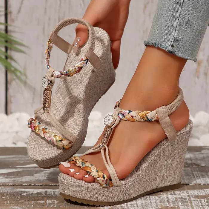 Sandales compensées pour femmes – Chaussures d'été tendance de créateur