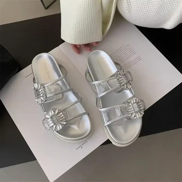 Sandales à Plateforme avec Strass pour Femme