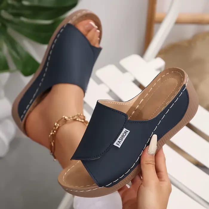 Femmes chaussons compensés été 2025 nouvelle mode pantoufles bout ouvert respirant sandales confortable boucle femme