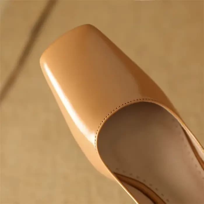 Escarpins Slingback en cuir verni vert vif | Chaussures élégantes à talons épais et bout carré