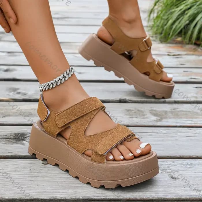 Comemore – sandales rétro pour femmes, chaussures d'été à talons hauts et plateforme à bout ouvert de 5CM, chaussures décontractées pour dames, Sandalias Femininas