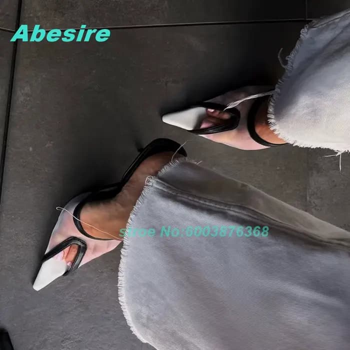 Mules transparentes en maille blanche à bout ouvert