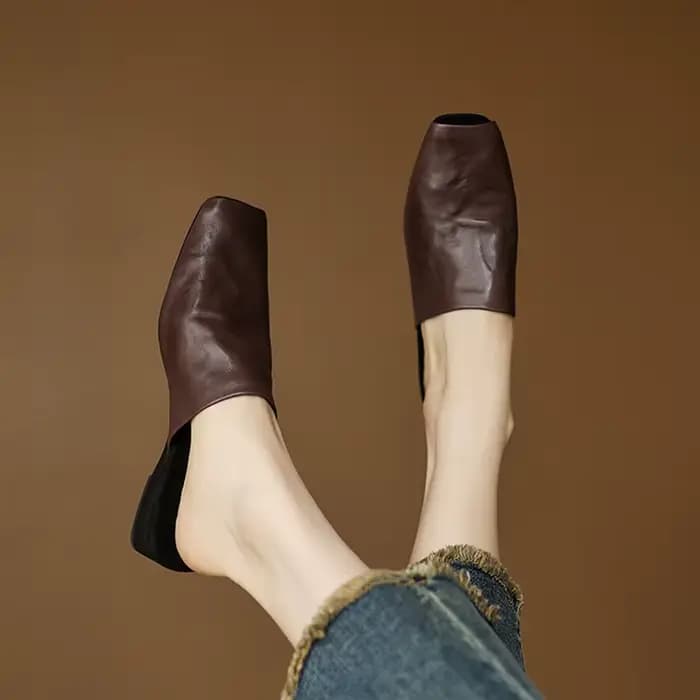 Mules d'été en cuir véritable pour femmes