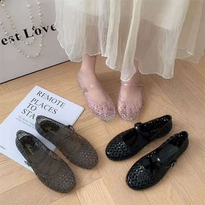 Sandales Baotou pour femmes, nouvelles sandales plates ajourées transparentes tendance pour l'été, chaussures décontractées pour femmes