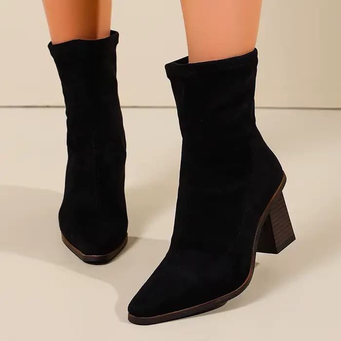 Bottines à talons hauts en faux daim pour femme