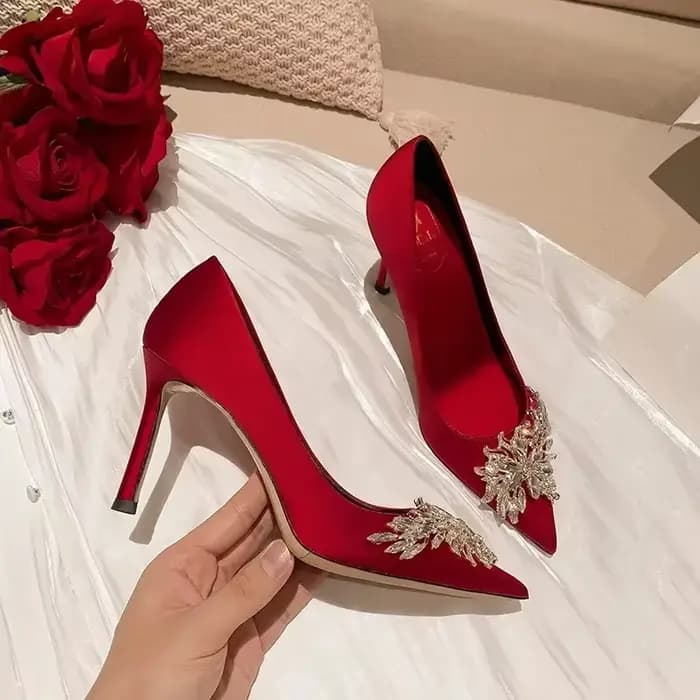 Chaussures de Mariage à Talons Hauts Rouges
