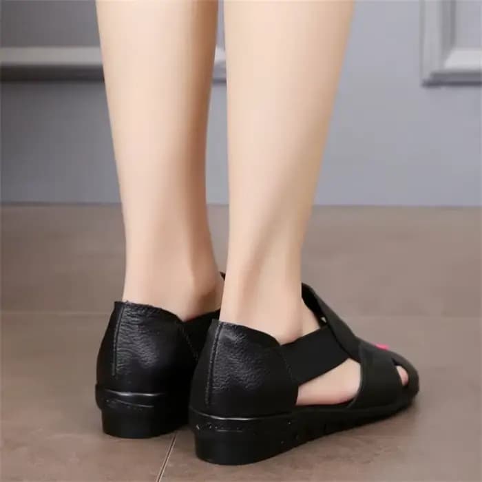 Sandales à talons compensés en cuir véritable pour femme