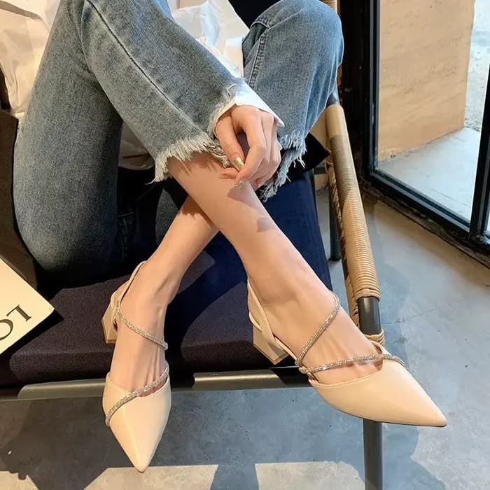 Sandales pour femmes talons moyens bloc sandale femme fête Sexy gros cuir véritable strass été nouveau 2025 concepteur de luxe