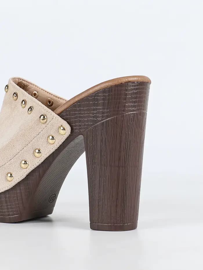 Sandales à talon carré pour femmes, à enfiler, à bout ouvert, avec rivets, plateforme, chaussures d'été à talon haut, sandales à semelle épaisse pour femmes