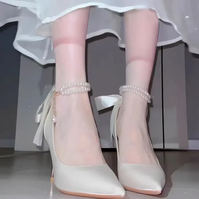 Escarpins à talons hauts coordonnants avec nœud pour femmes