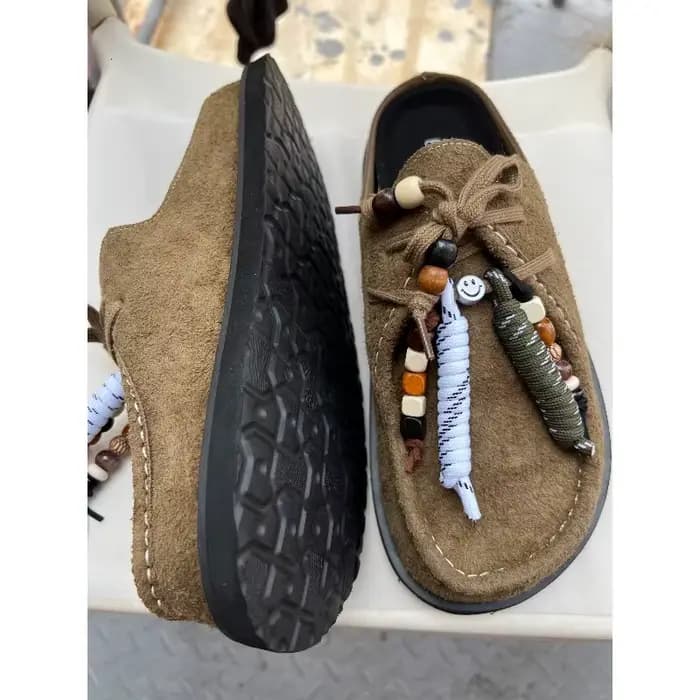 Sabots et mules en cuir suédé de vache pour femmes et hommes